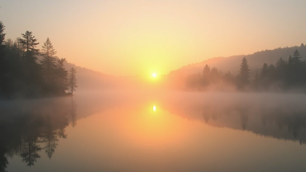 Sunrise over a serene landscape